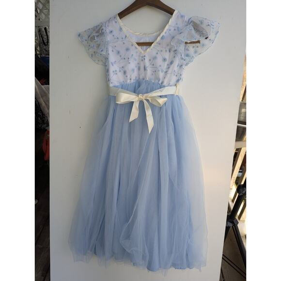 Pat Pat NEW Floral Embroidery Evening Maxi Dress Lacey Blue Sz 8. - Picture 3 of 8